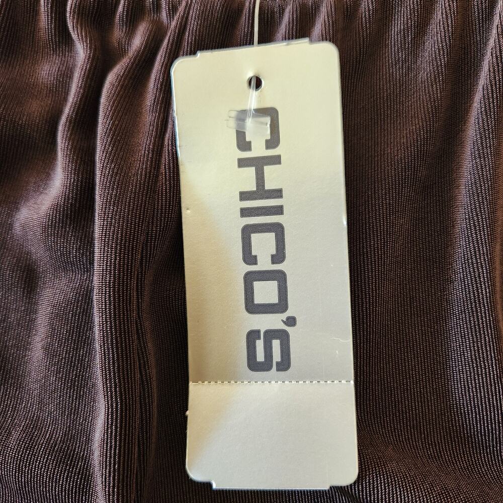 Chicos Travelers Pants Women 1S Chocolate Brown Slinky Knit Elastic Waist Dressy - Picture 8 of 16